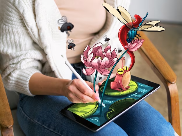 Woman painting with AI