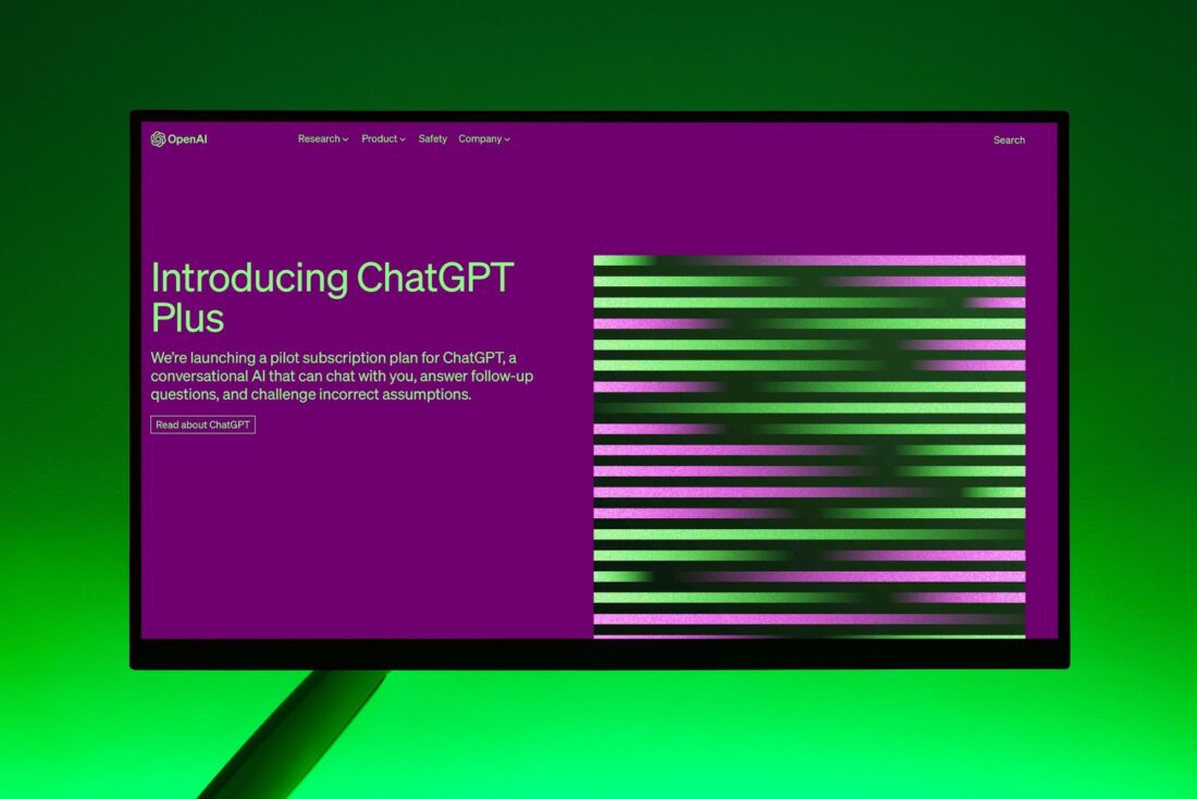 ChatGPT main page on the screen.